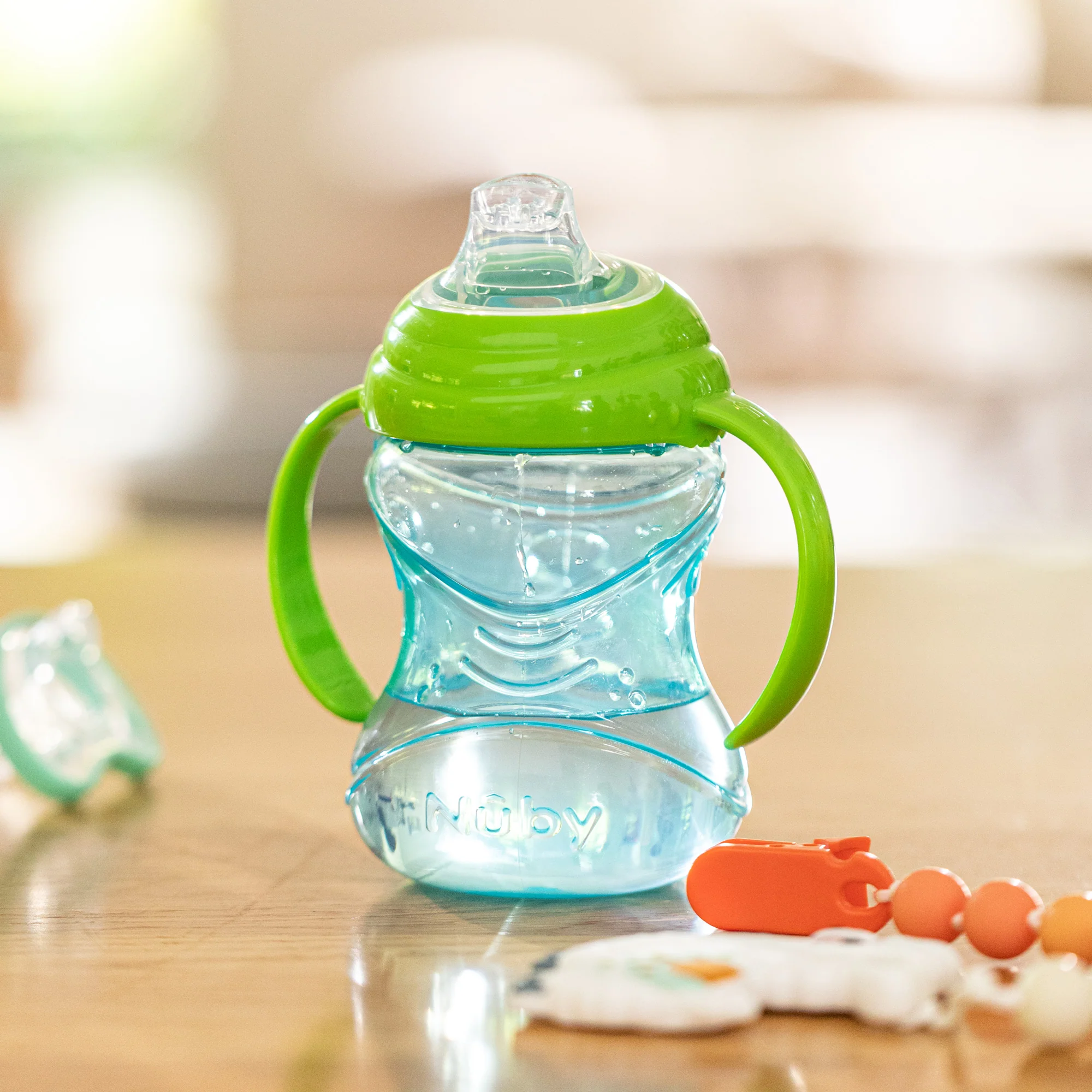 Clik-It Soft Spout Grip N' Sip Trainer Cup (2 Pack) | Blue/Green - Image 3