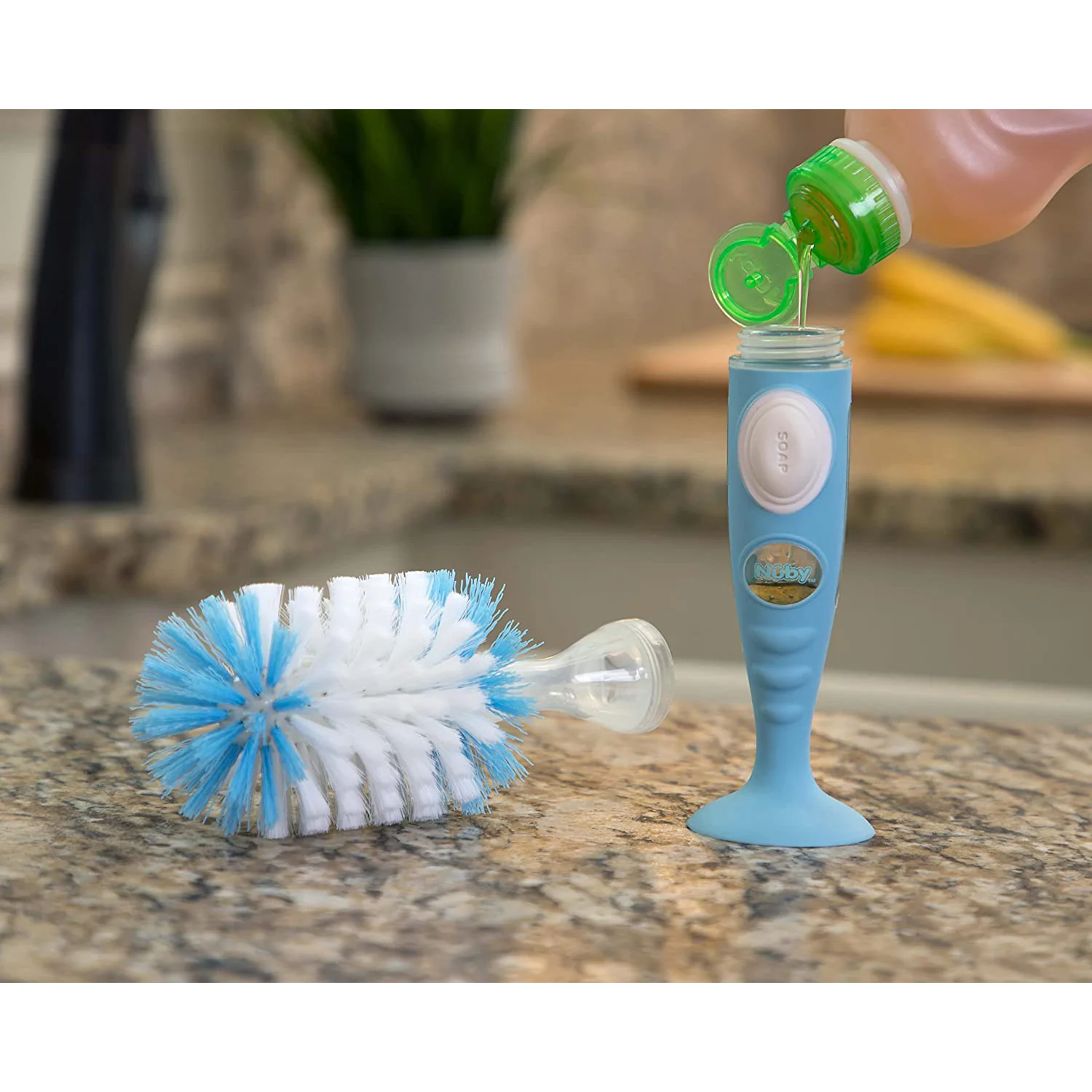 Easy Clean Soap Dispensing Brush with Suction Base - Image 5