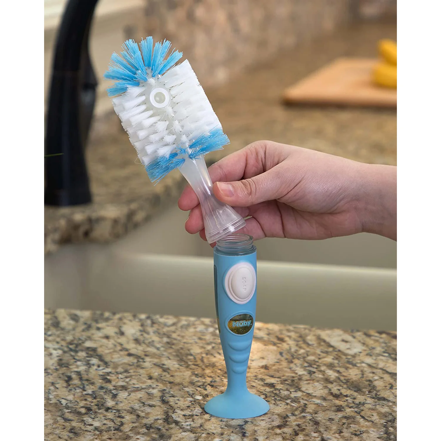 Easy Clean Soap Dispensing Brush with Suction Base - Image 7