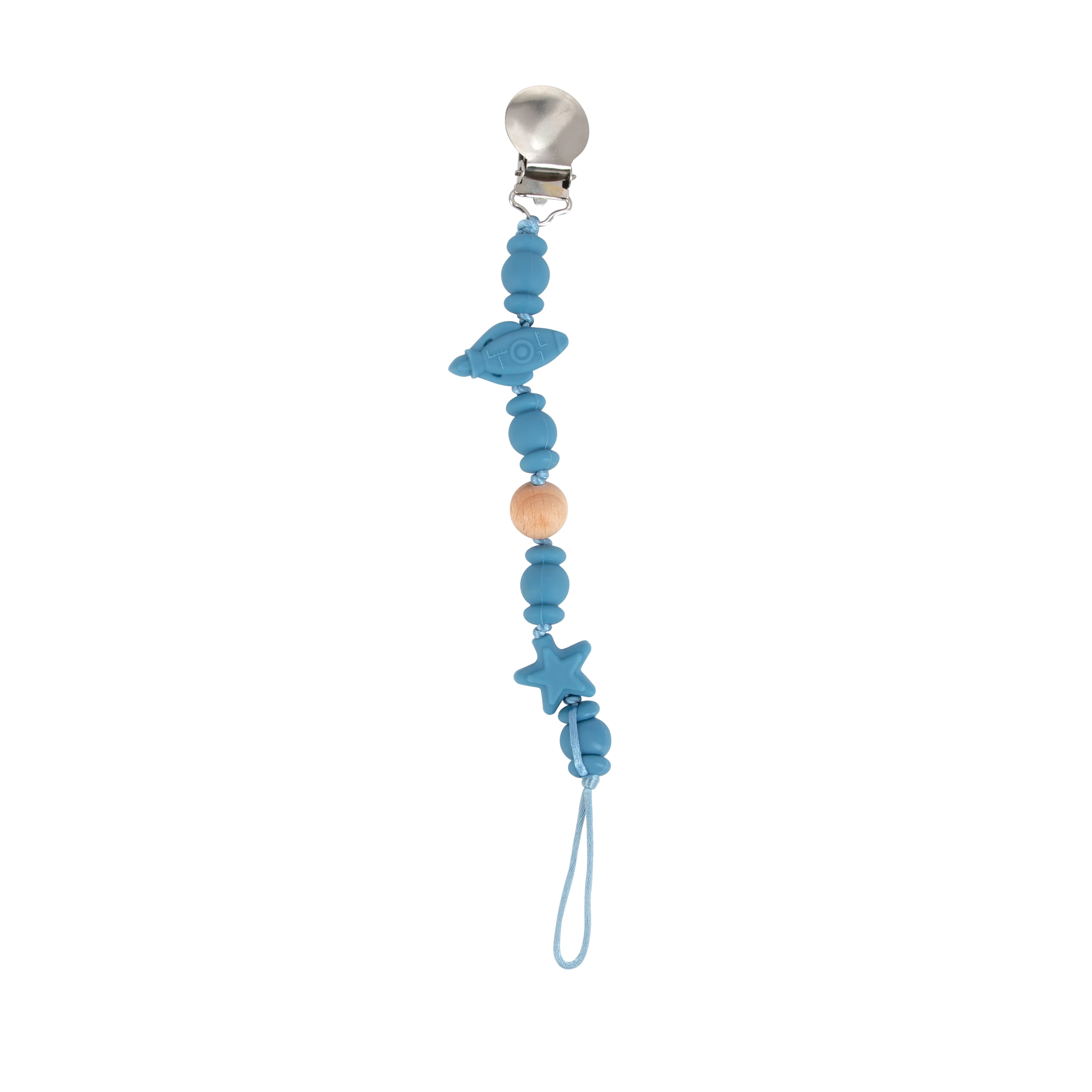 Silicone and Wood Beaded Pacifier Clip - Image 4