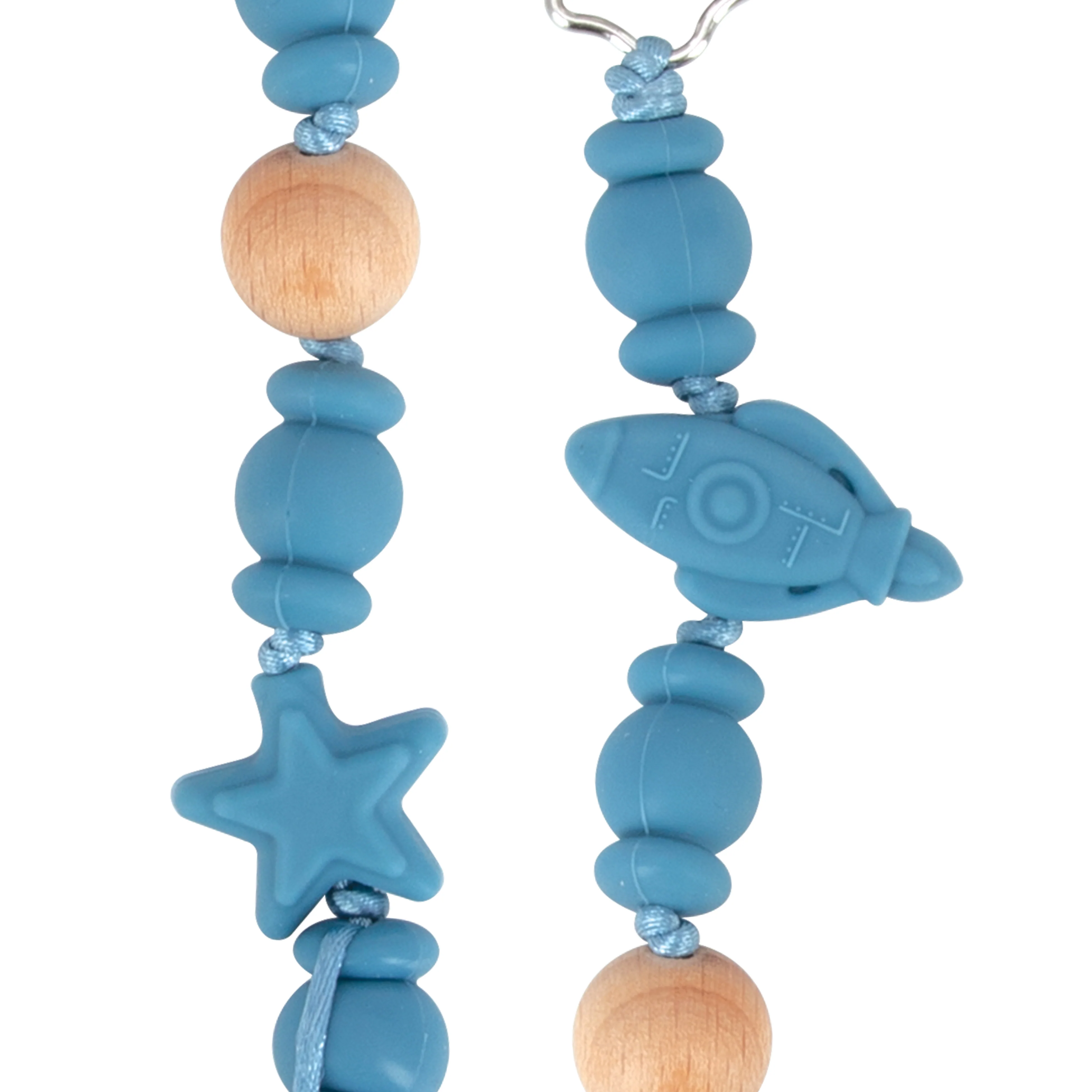 Silicone and Wood Beaded Pacifier Clip - Image 5