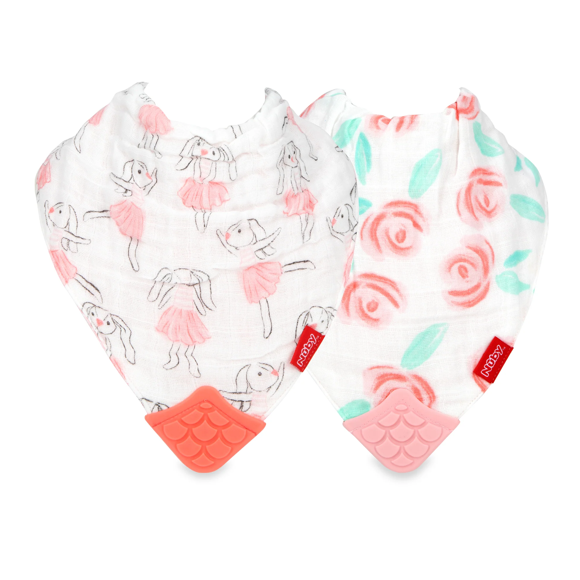 100% Natural Cotton Muslin Teething Bib (2 Pack) - Image 3