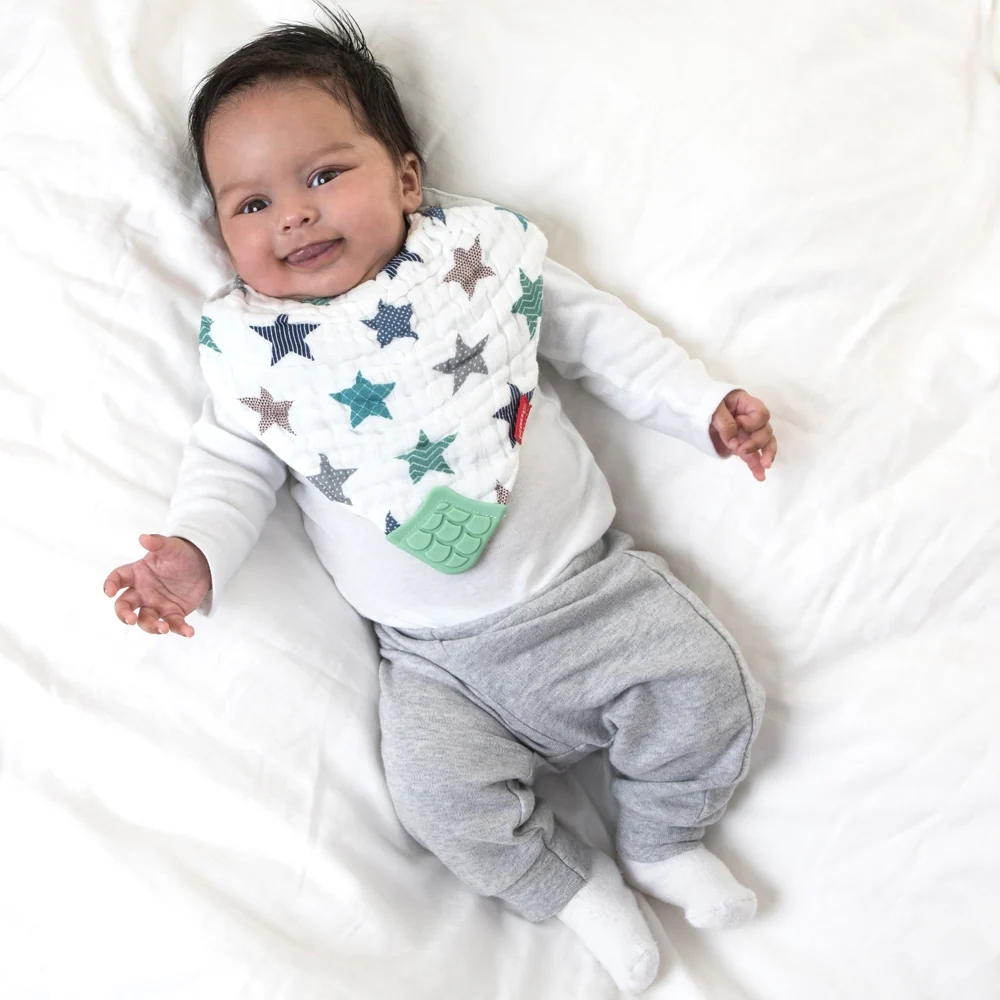 100% Natural Cotton Muslin Teething Bib (2 Pack) - Image 5